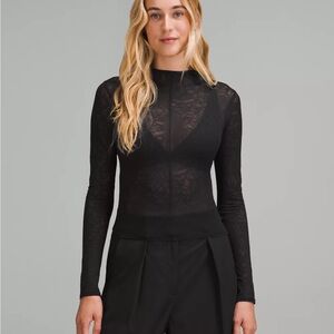 Lululemon Lace Long-Sleeve Shirt Black Lace Women's Top Long Sleeve